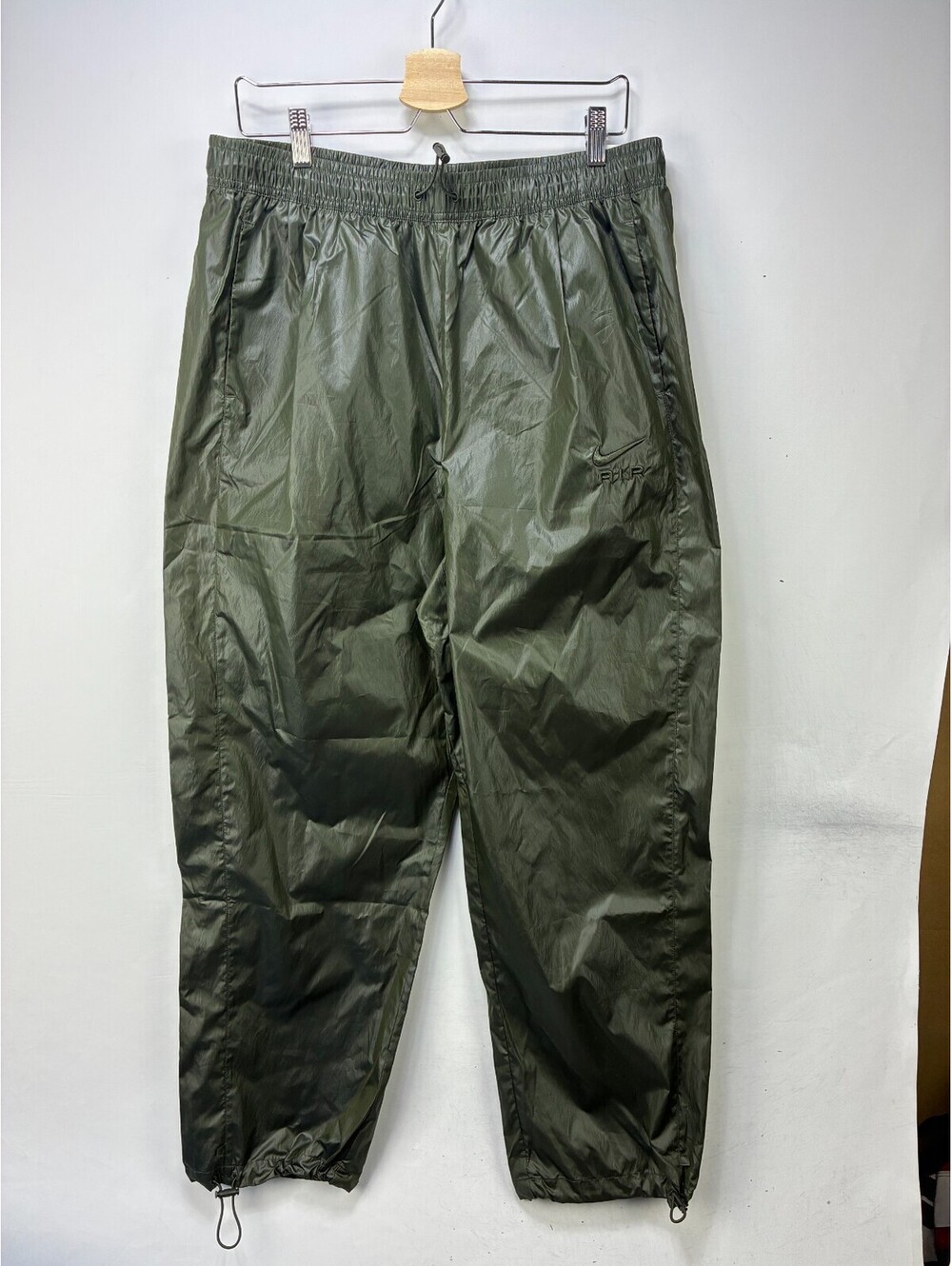 Nike Olive Green Drawstring Track Pants XL Baggy Swoosh